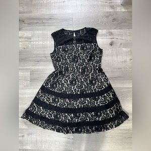 Eliza J nude and black lace party dress, 16
